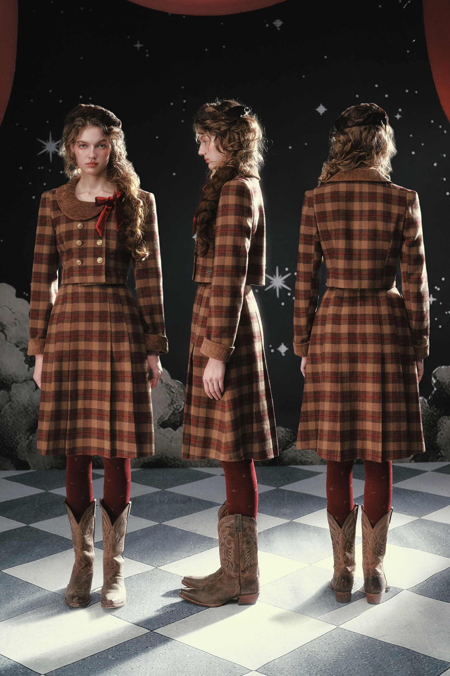 French British College Maillard Check Jacket + Skirt
