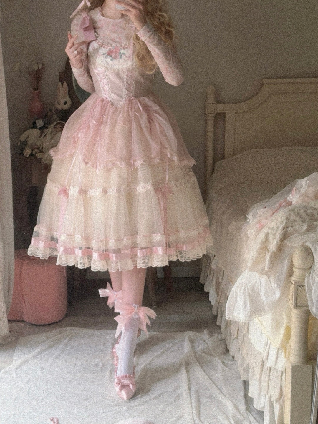 Silk Satin Ballet Lace Mesh Lolita Dress