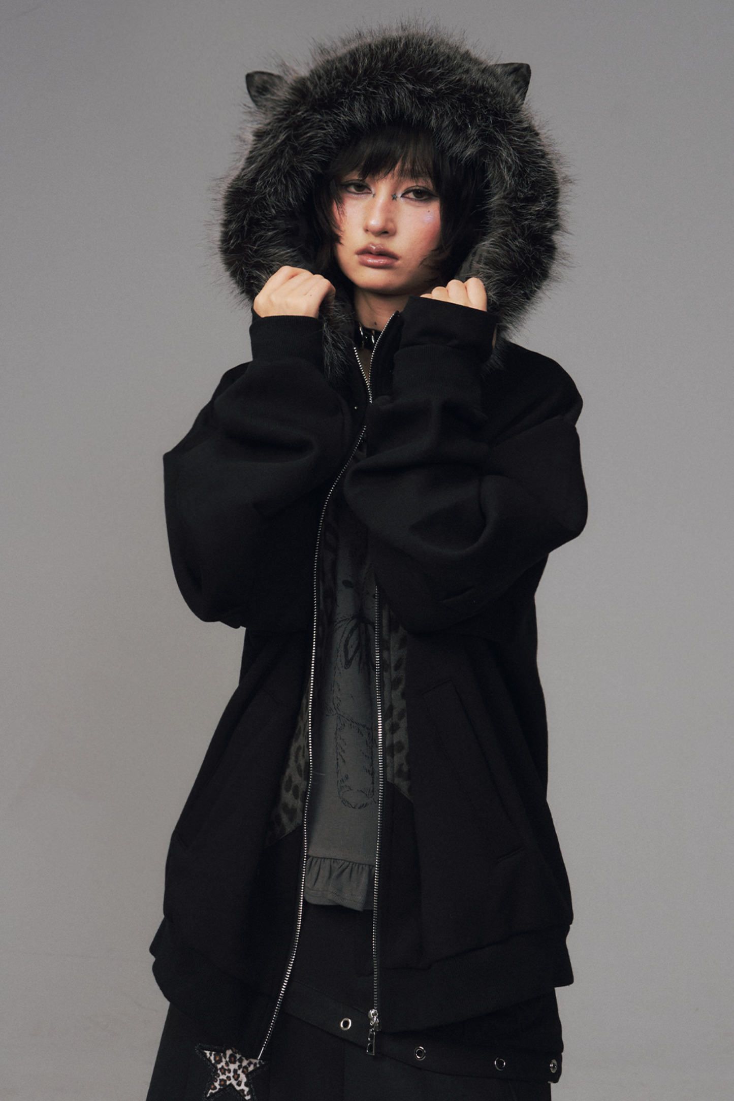 Leopard Print Fur Collar Jacket