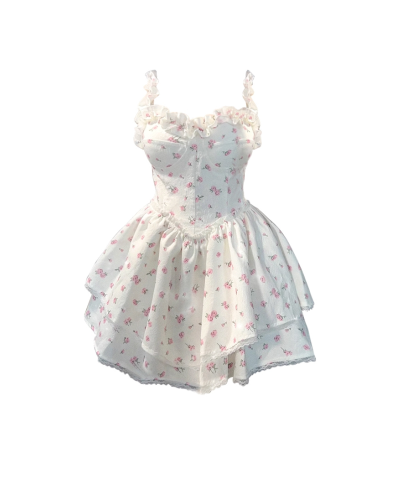 Fairy Floral Princess Mini Coquette Floral Dress