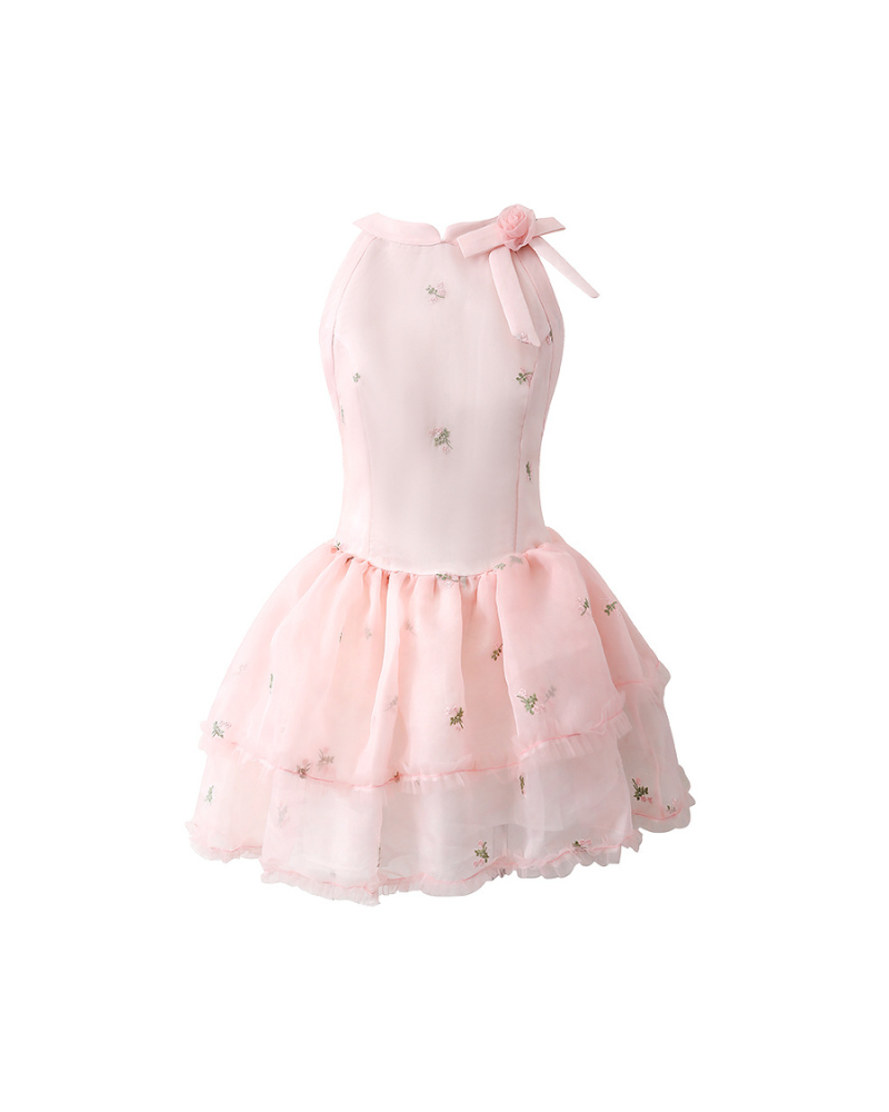 French Halter Puffy Cake Mini Coquette Dress