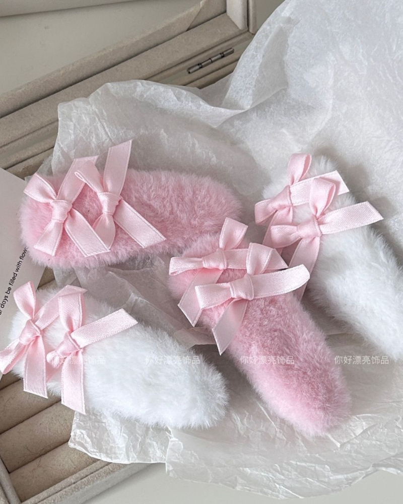 Ballet Bow Furry Hair Clip