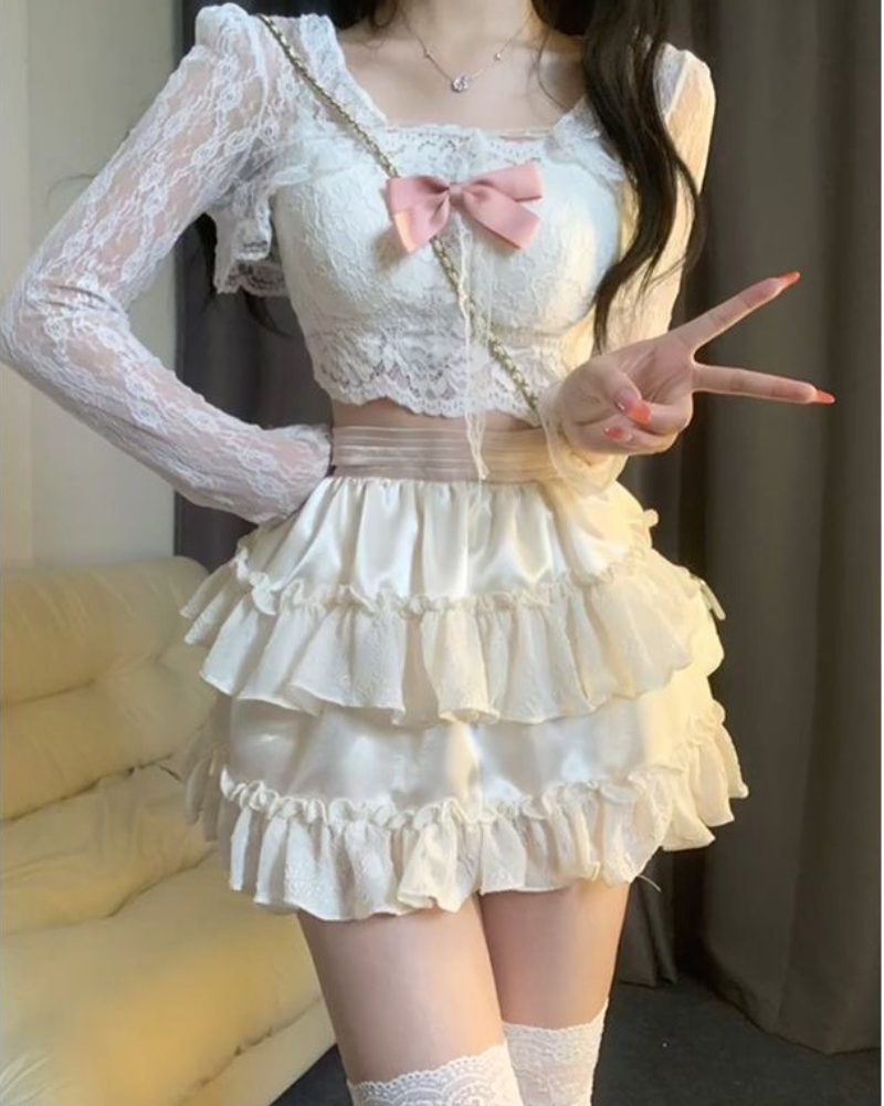 Pure Desire Lace Cardigan Bow Coord