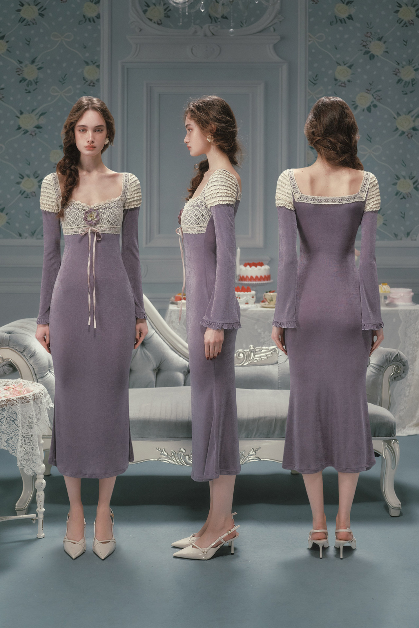 Slim Lace Long Dress