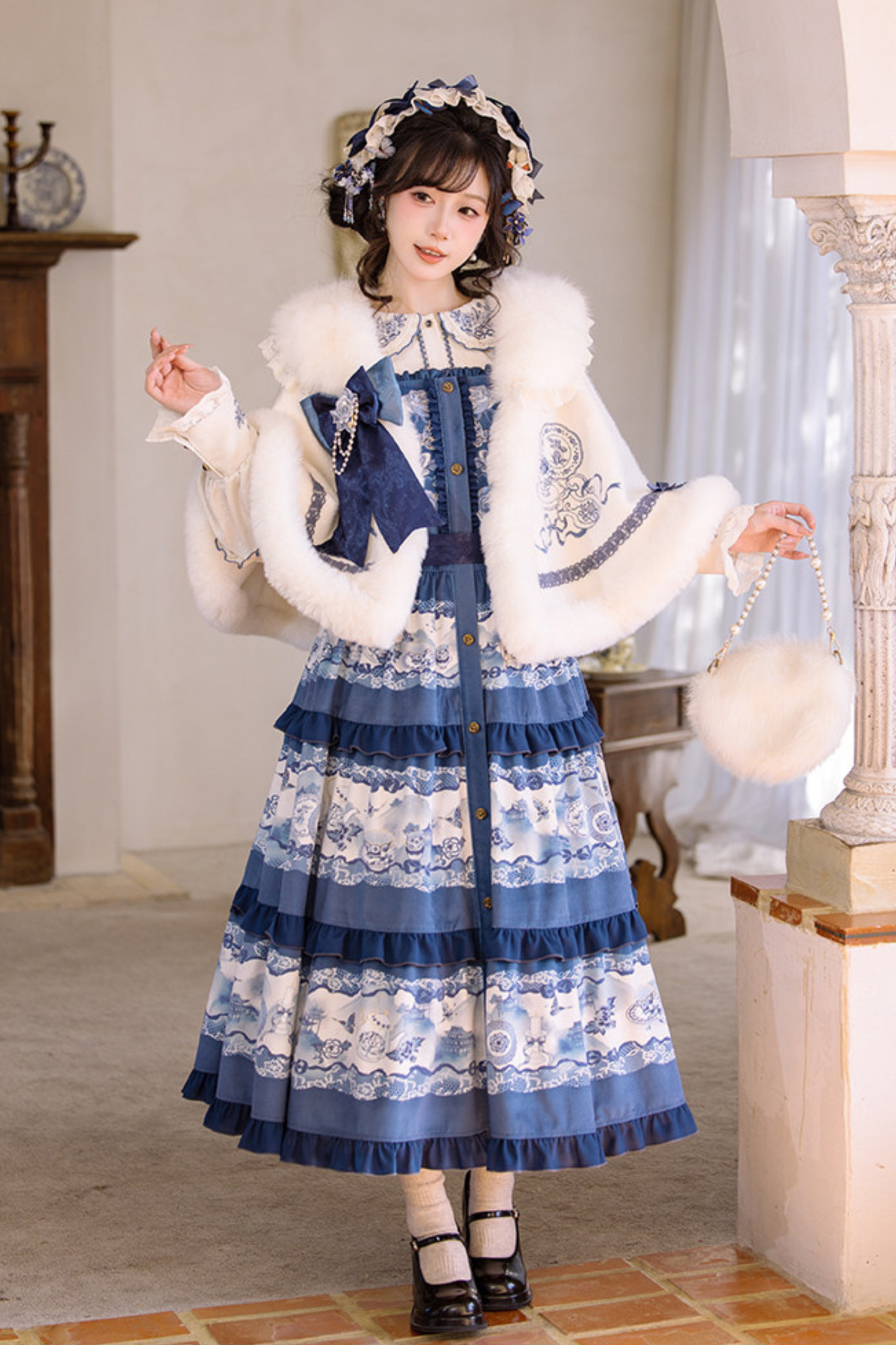 Snow Covered Celadon Vest Dress