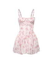 Load image into Gallery viewer, Cherry Blossom Waist Strap Suspender Coquette Dress
