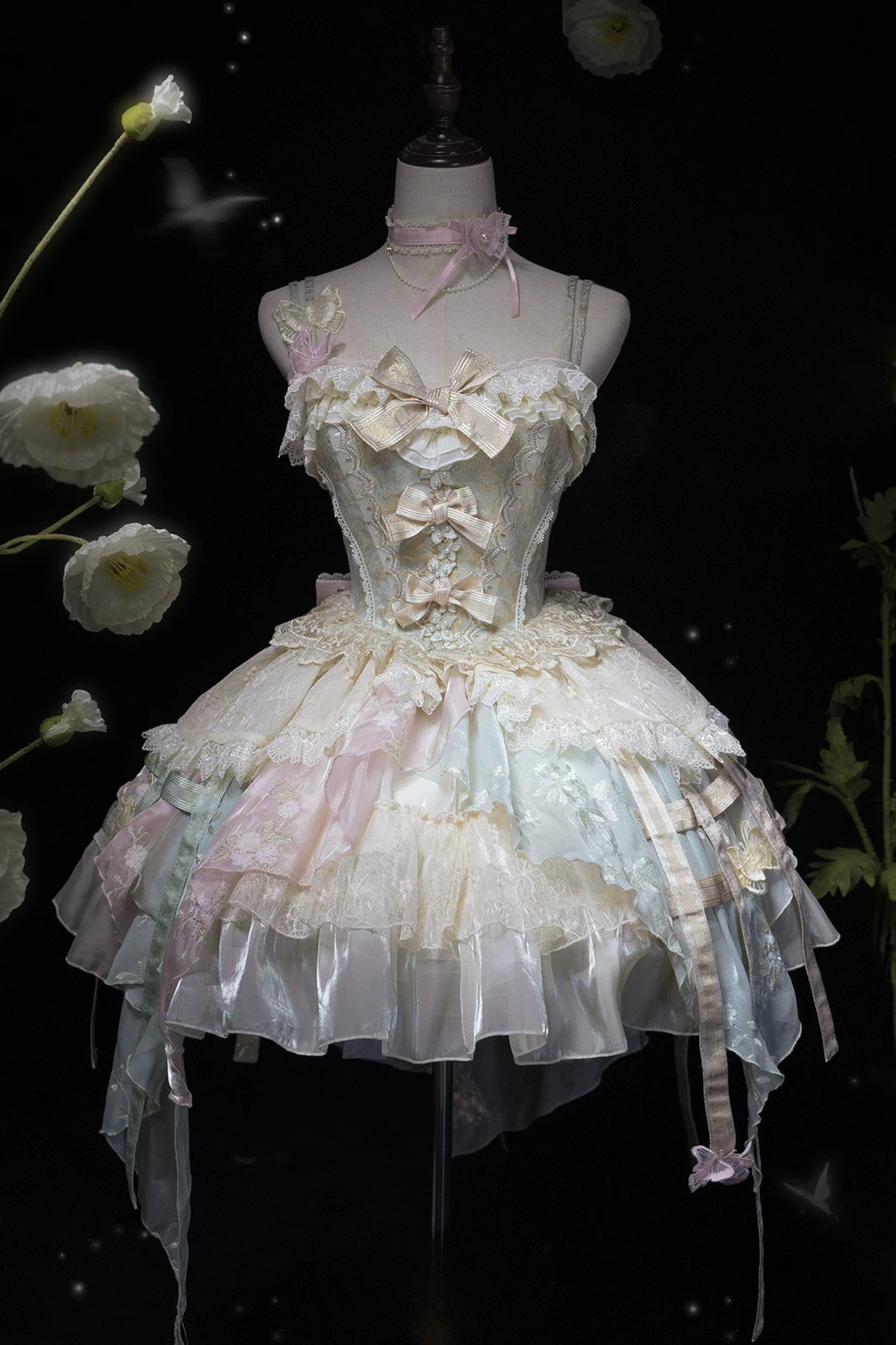 Gorgeous Butterfly Asymmetrical Lolita Dress + Accessories Dress