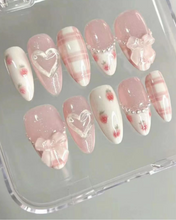 Load image into Gallery viewer, Sweet Steel Beads Plaid Hand-customized Removable Nails
