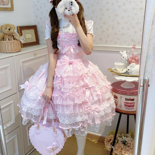 Pink Mesh Bows Lolita Dress