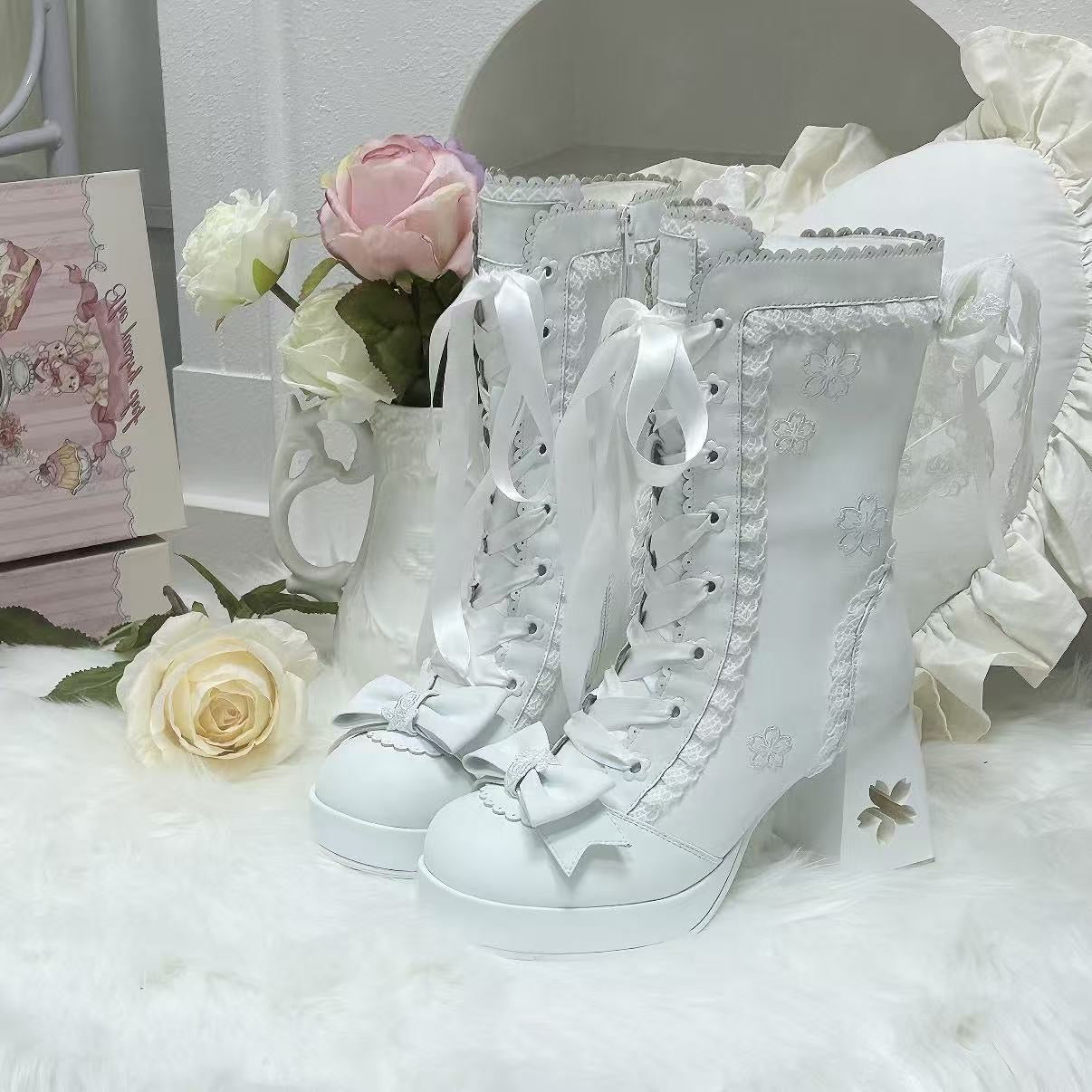 Sakura lolita bow martin boots