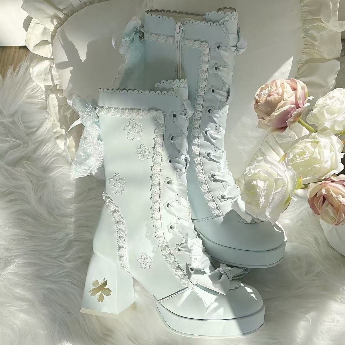 Sakura lolita bow martin boots