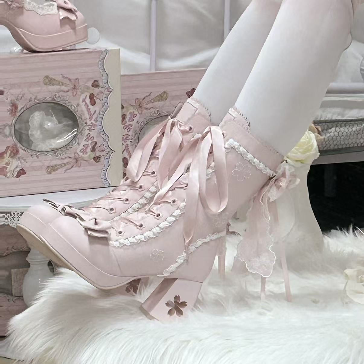 Sakura lolita bow martin boots