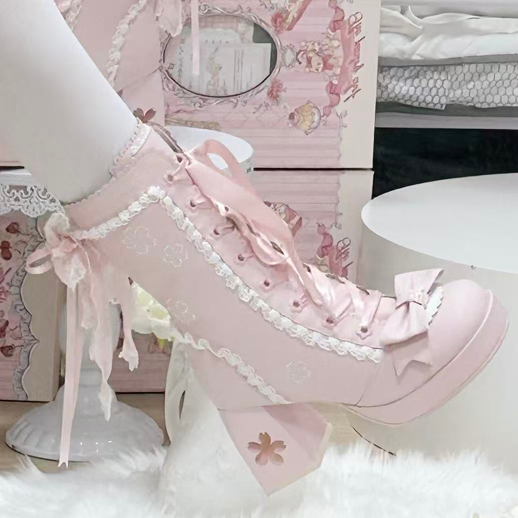 Sakura lolita bow martin boots