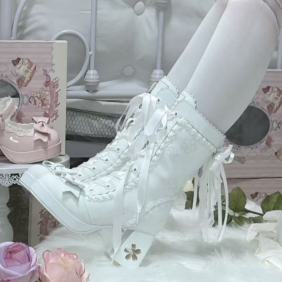 Sakura lolita bow martin boots