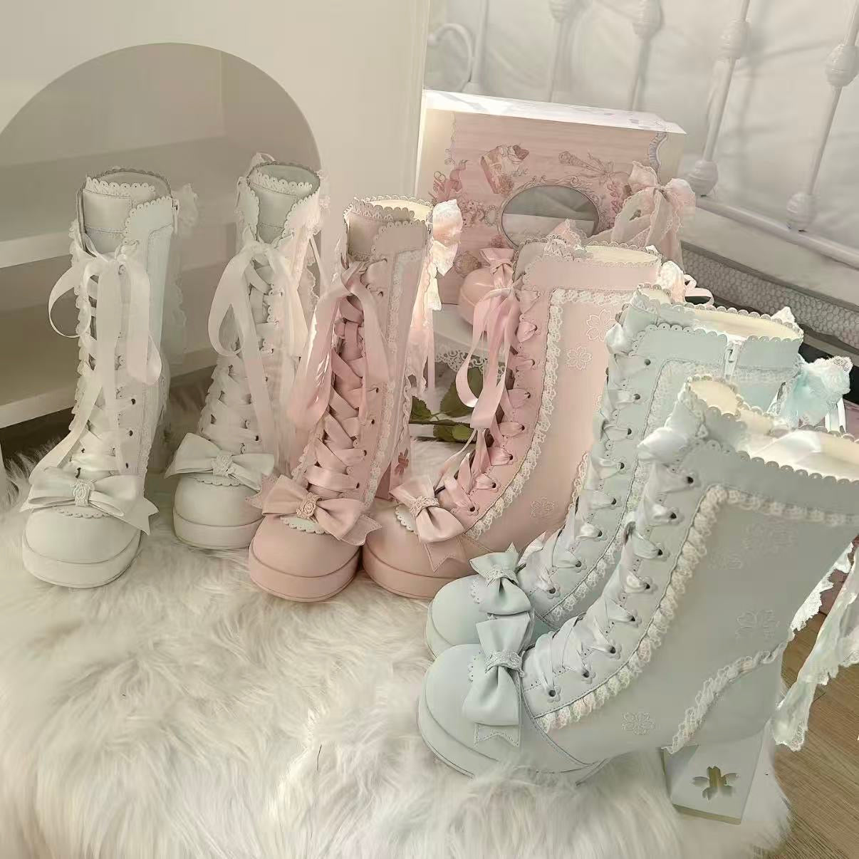 Sakura lolita bow martin boots