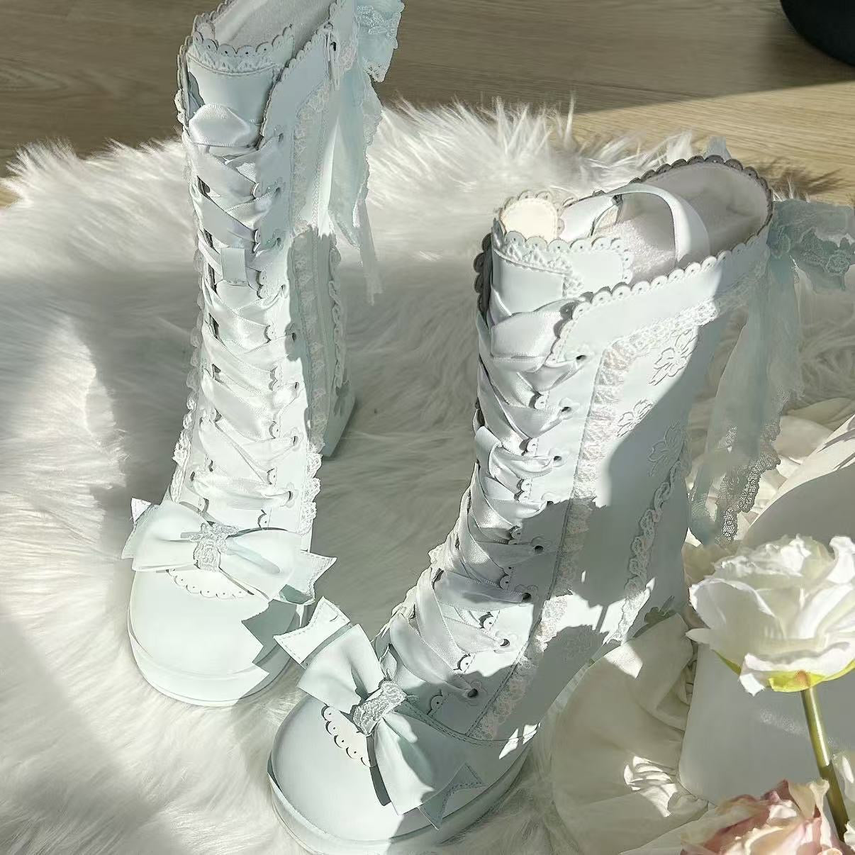 Sakura lolita bow martin boots