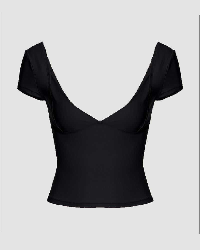 Equinox Illuminum Scoop Neck Coquette Top Black