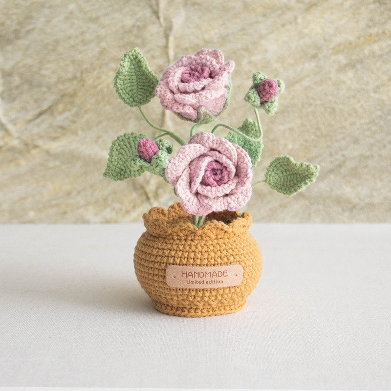 handmade wool crocheted simulated flowers