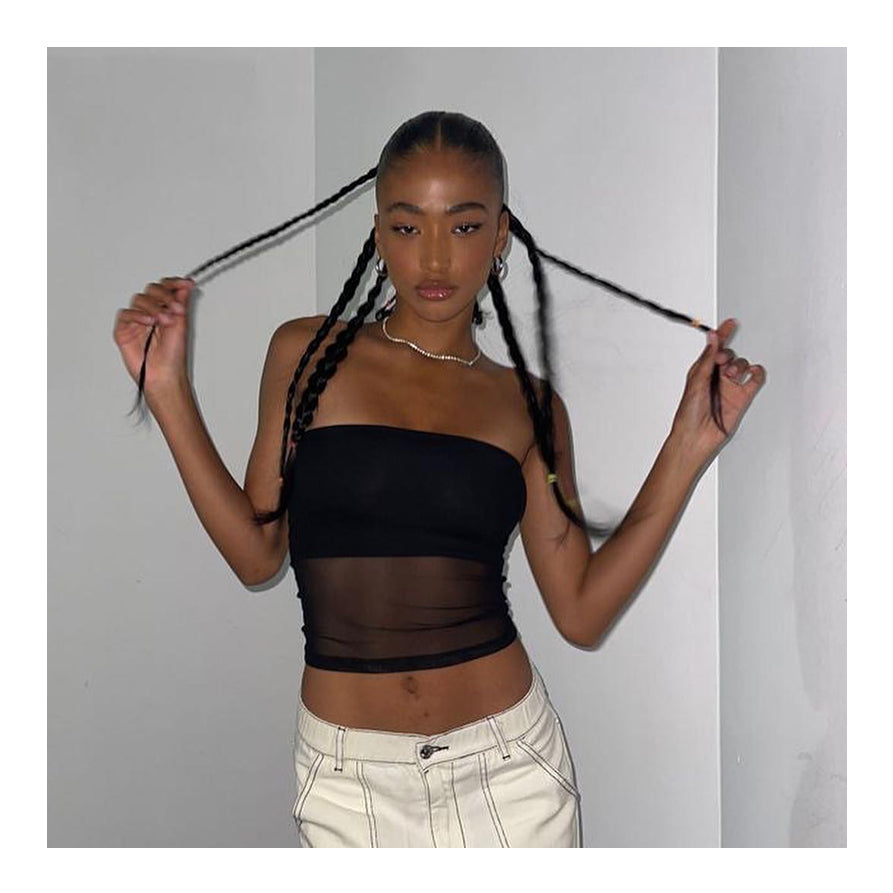 Dark Coquette Street Mesh Crop Top