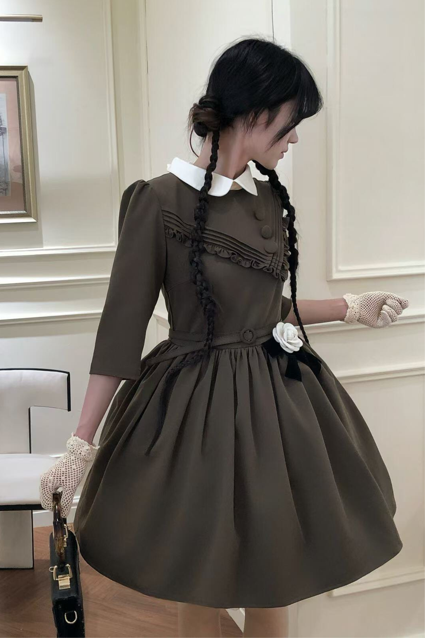 Retro Preppy Mid-Sleeve Lolita Dress