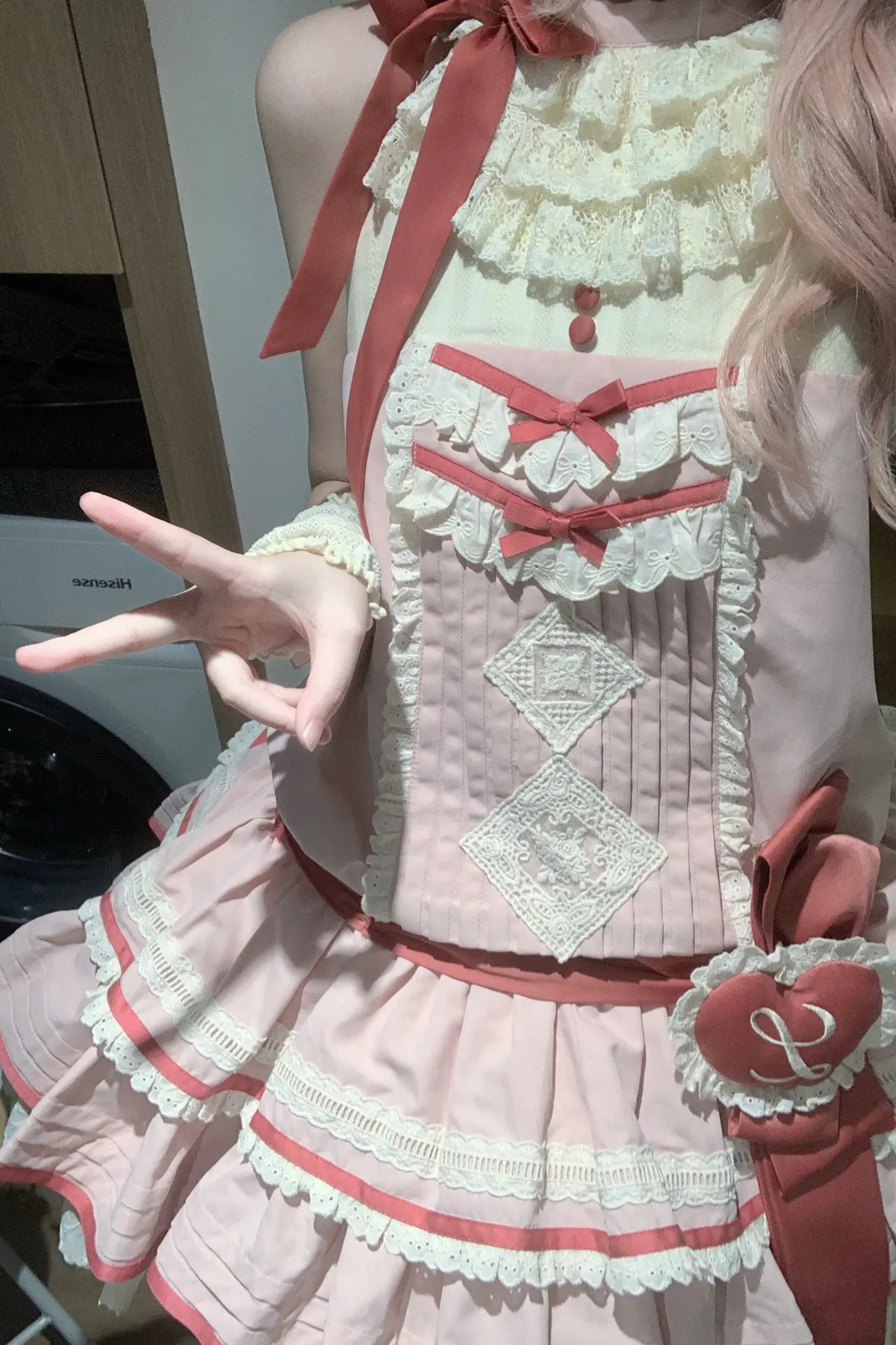Scarlet Heartbeat Sleeveless Dress + Sleeves + Headband + Leg Warmers