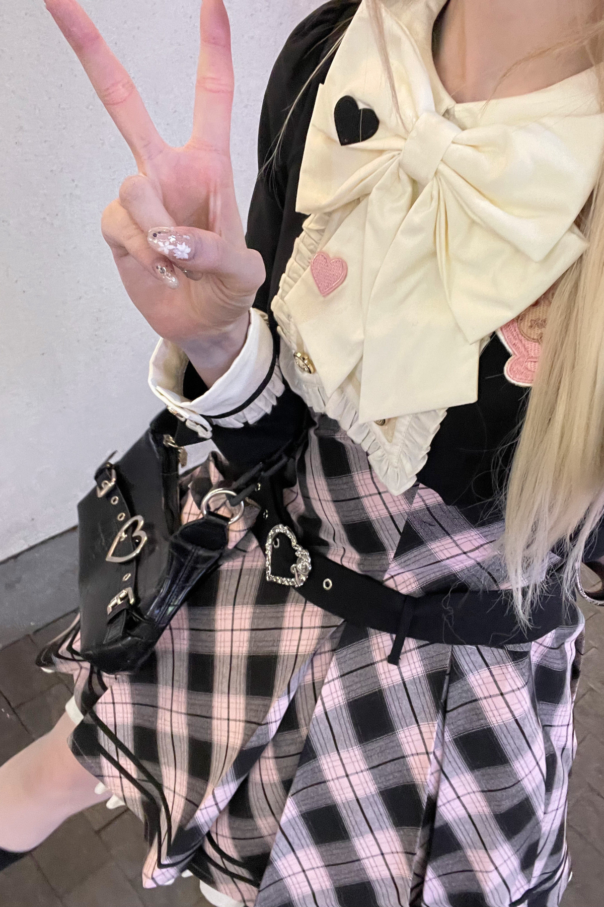 Check Sweet College Faux Two-Piece Dress + Beret