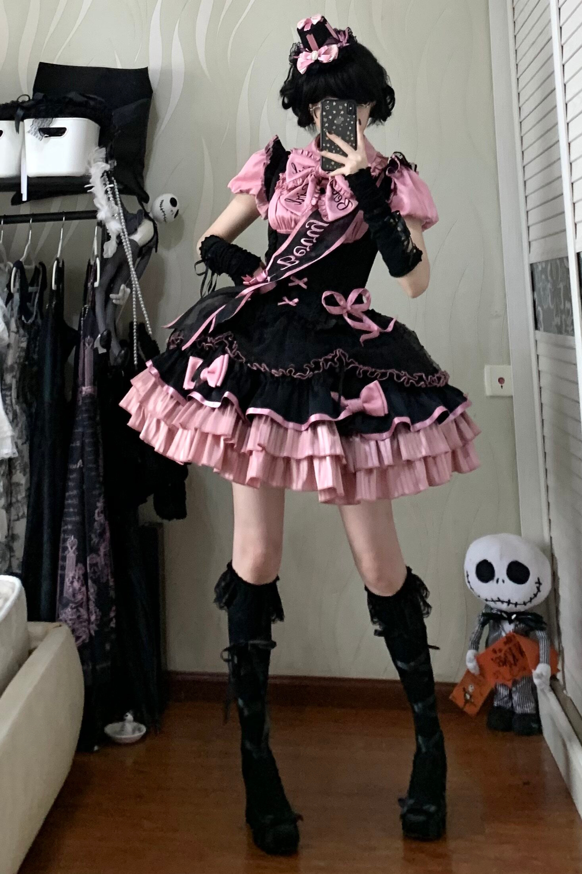 【Pre-order until March 10】Candy Heartbeat Lolita Shirt + Jumper Skirt + Hat + Ribbon