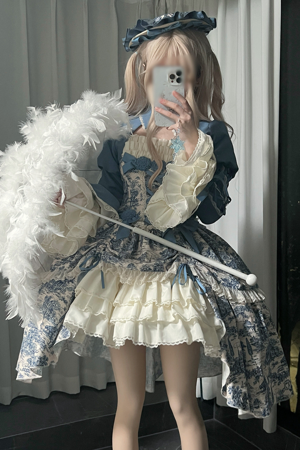 [Pre-order] Elegant Asian Lolita Jumper Skirt + Top + Flat Cap