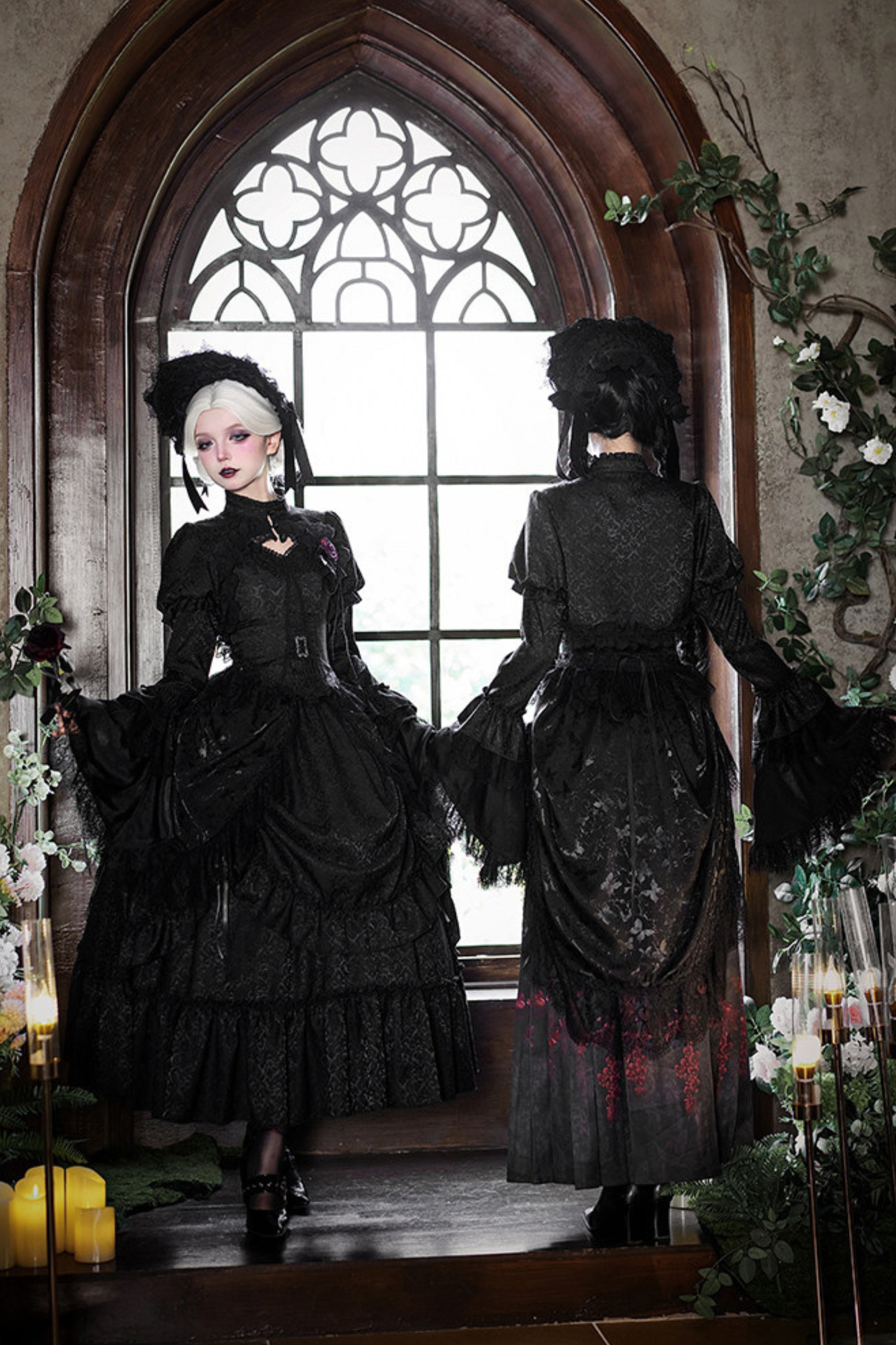 Gothic Corset Tops + Short Coat + Horse + Curtain + Skirt + Flower + Bonnet