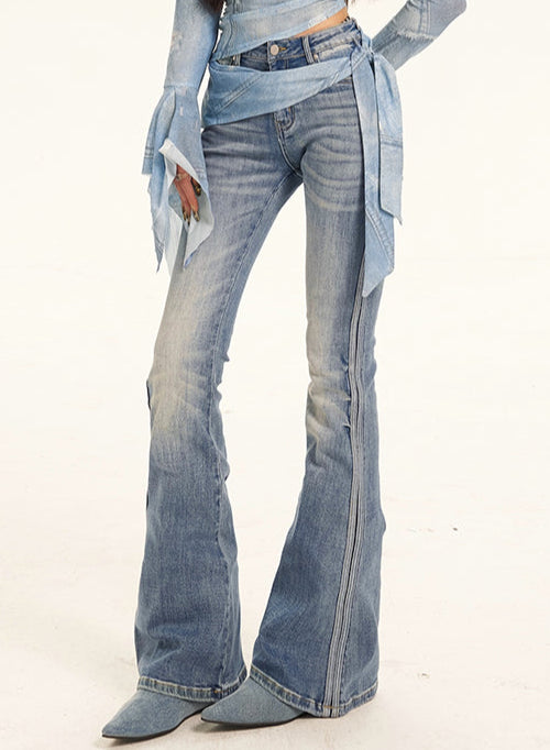 Coquette Light Blue Slim Washed Flare Jeans