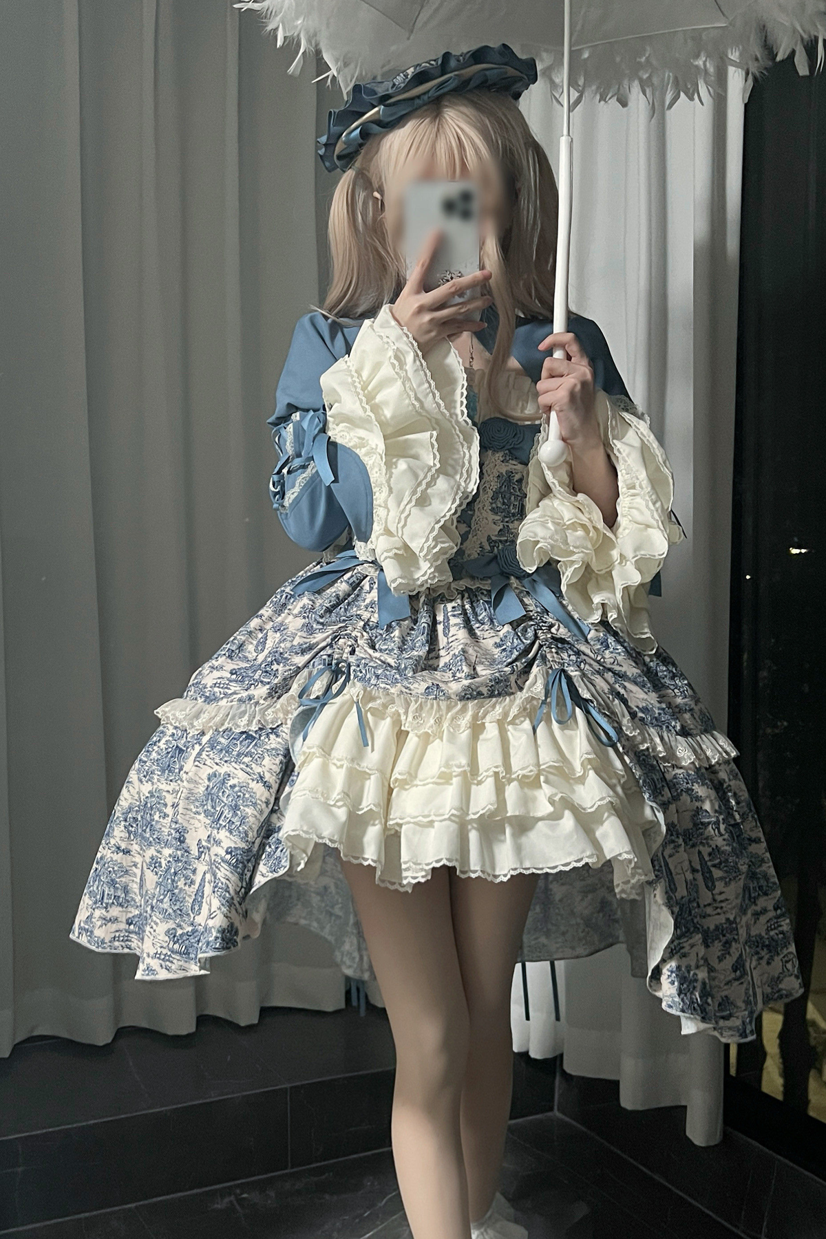 [Pre-order] Elegant Asian Lolita Jumper Skirt + Top + Flat Cap