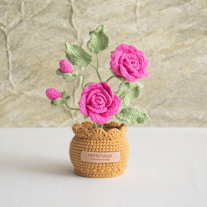 handmade wool crocheted simulated flowers