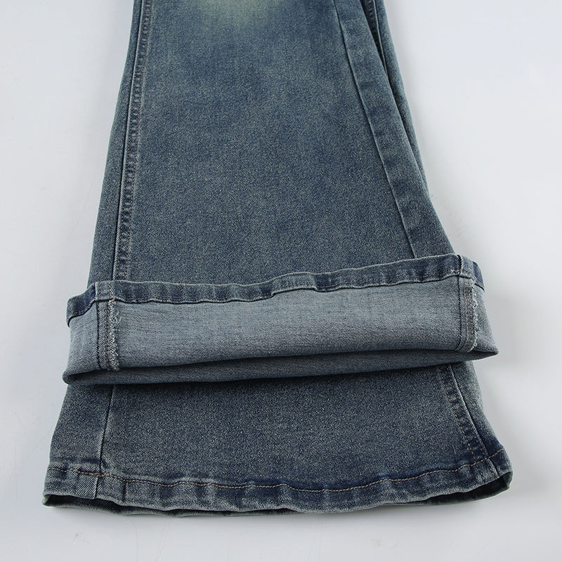 Y2K Retro Distressed Blue Bell Bottom Jeans