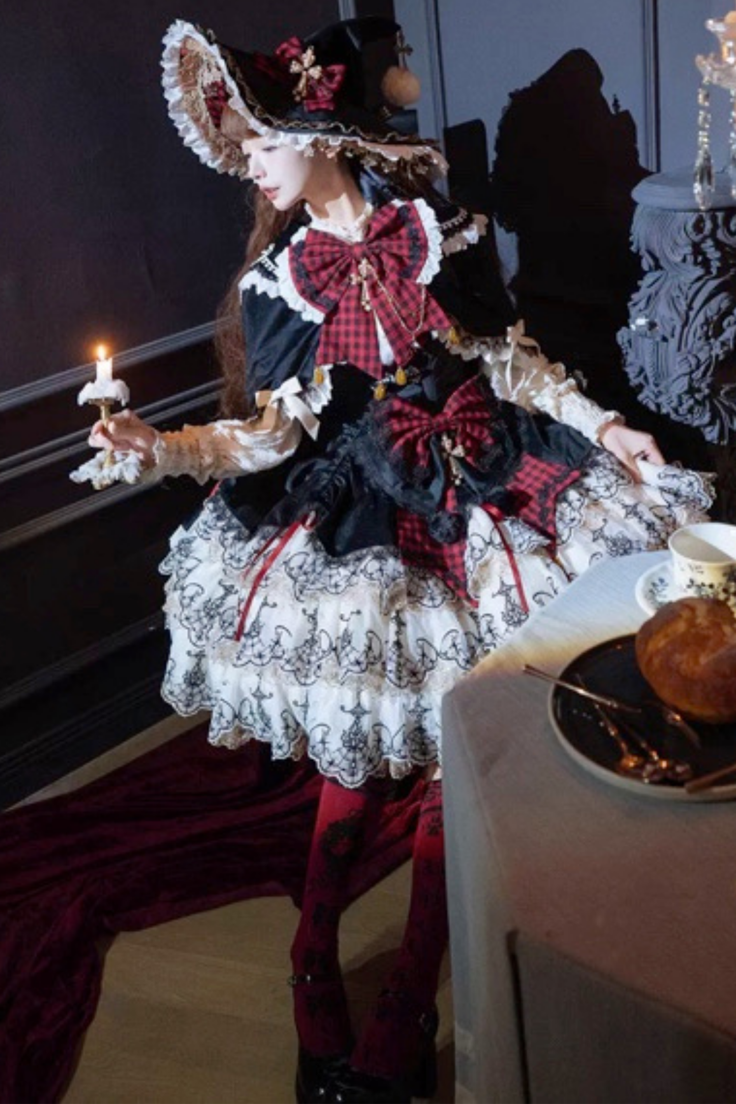 [Pre-order] Element Lolita Jumper Skirt + Inner Top + Cape + Big Ribbon + Hat