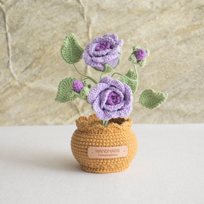 handmade wool crocheted simulated flowers
