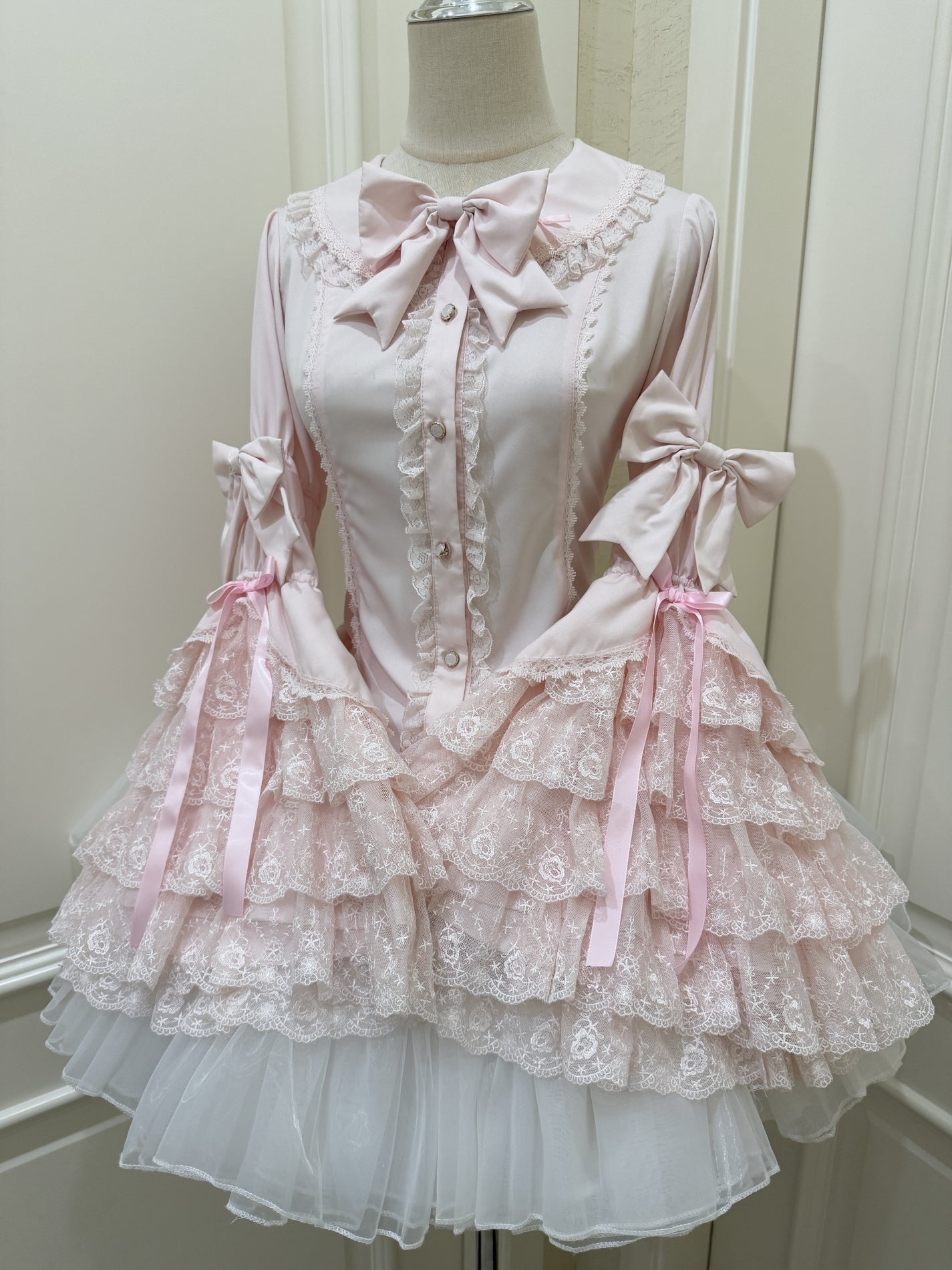 Ruffled Lace Bow Coquette Shirt