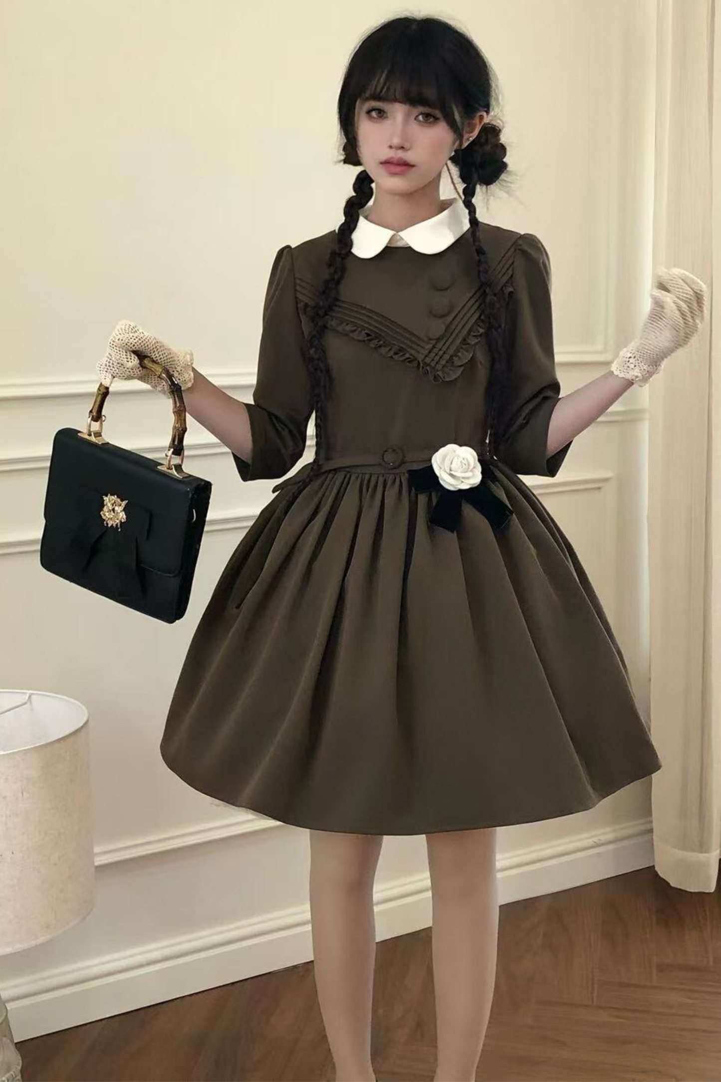 Retro Preppy Mid-Sleeve Lolita Dress