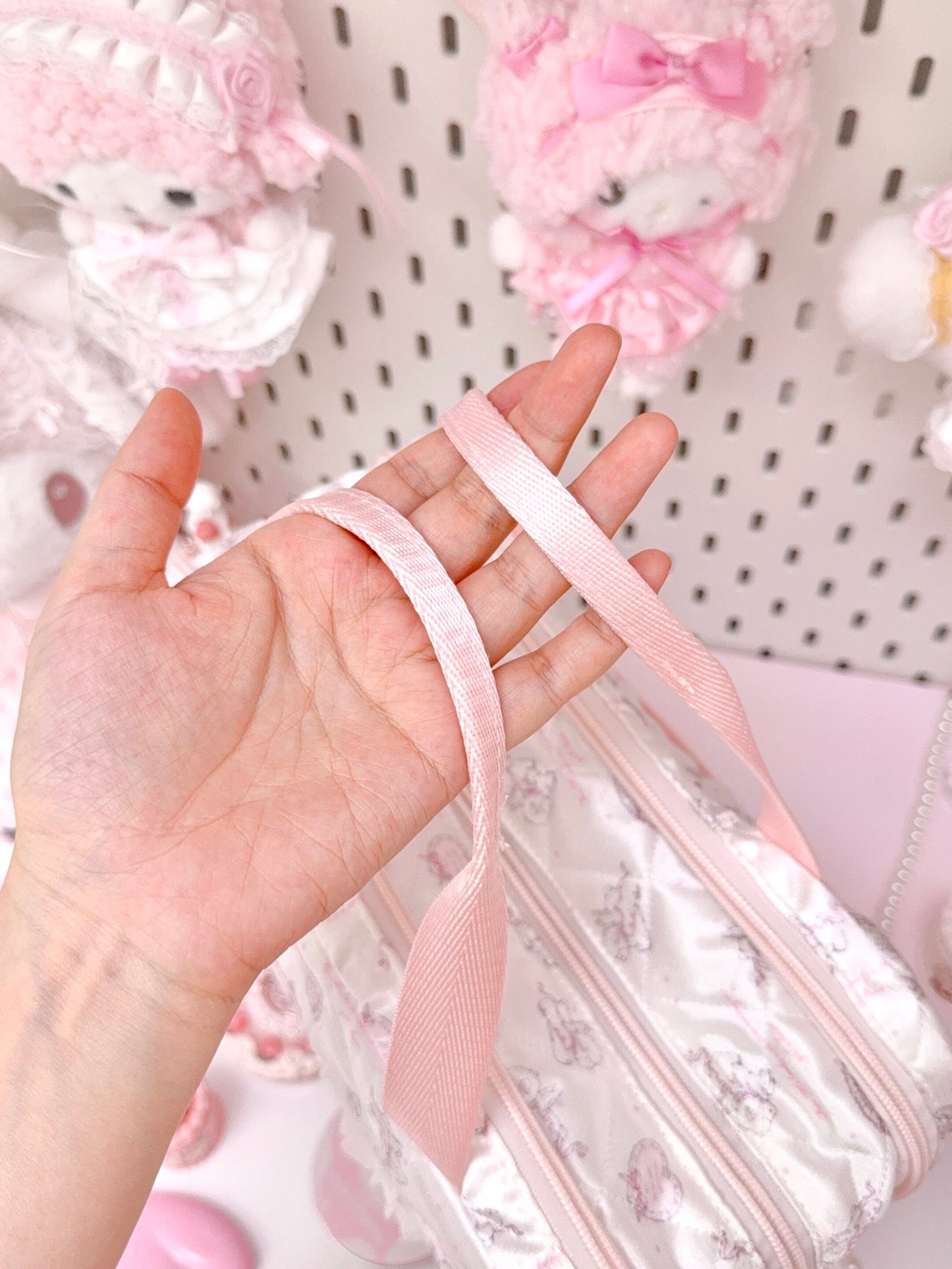 kawaii pink three-layer storage bag