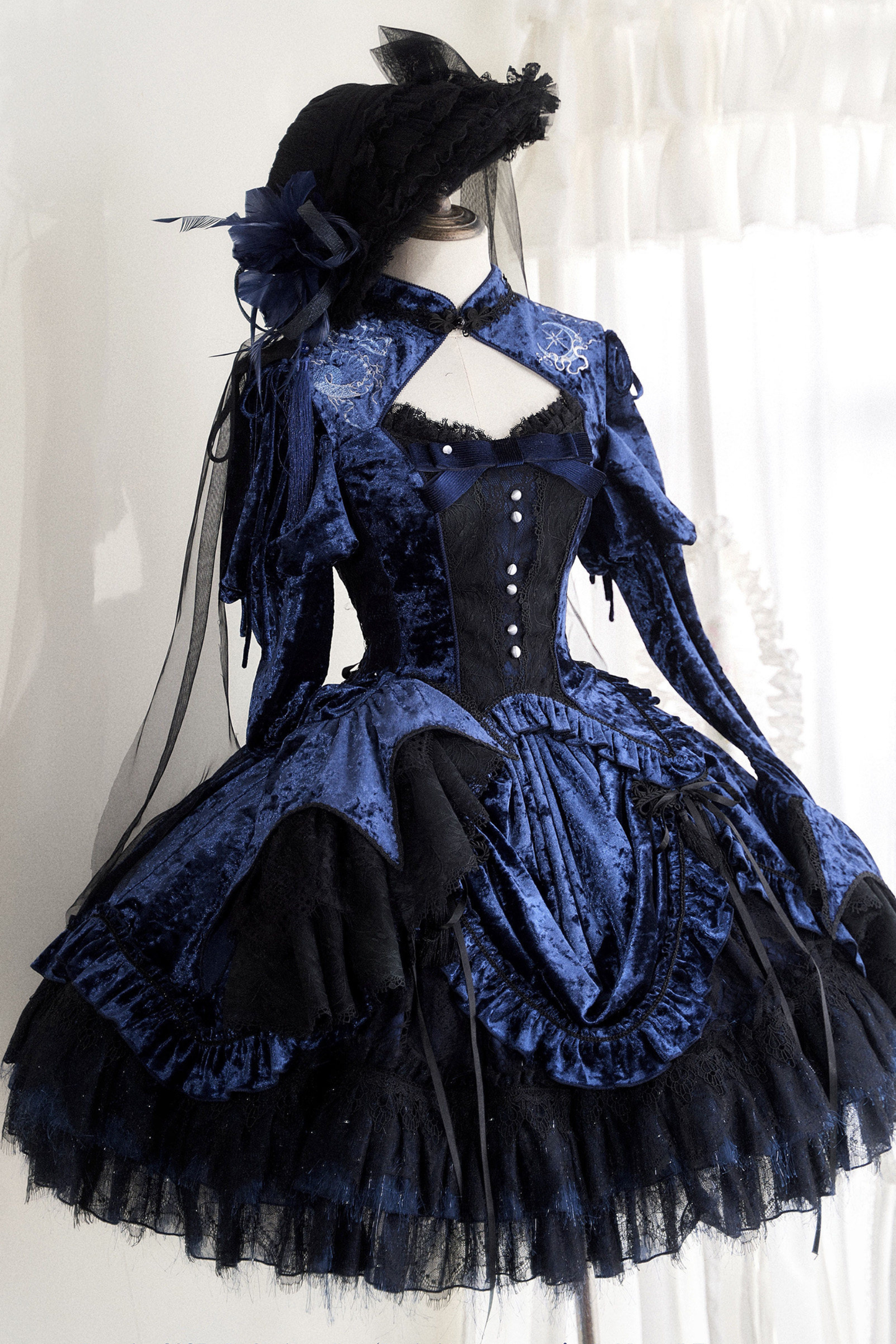 Gothic Velvet Sleeve Lolita Top + Vest + Skirt