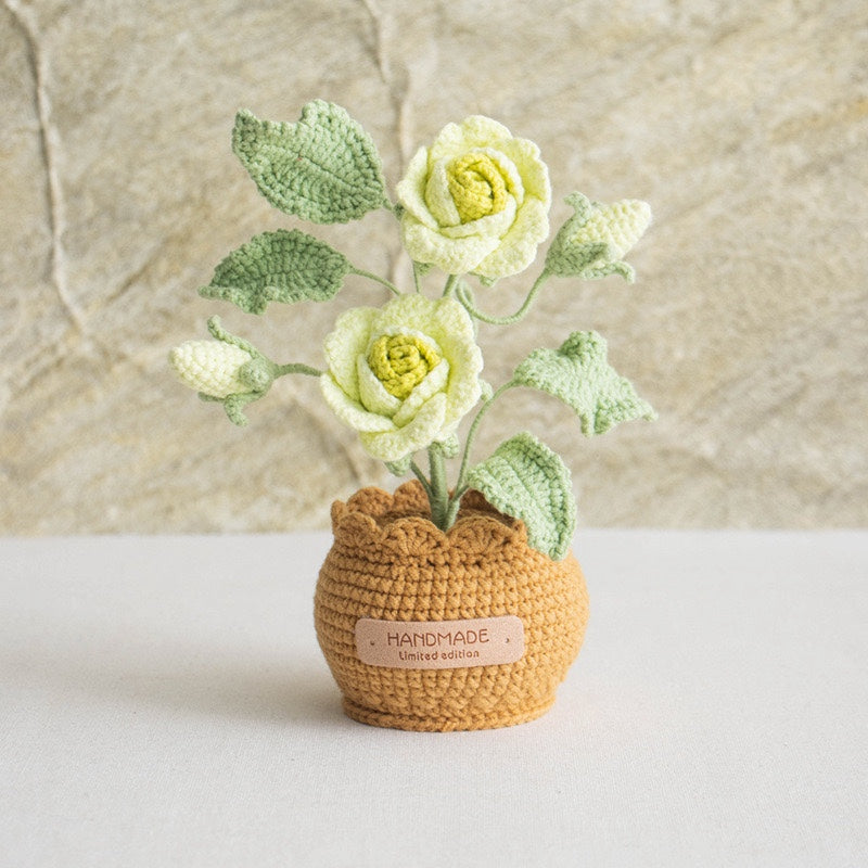 handmade wool crocheted simulated flowers