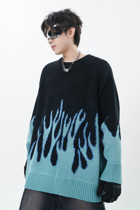 Grunge Street Color Contrasting Sweater