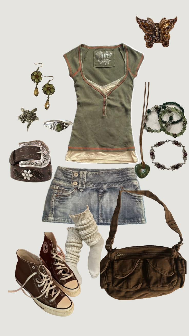 buckles denim vintage skirt
