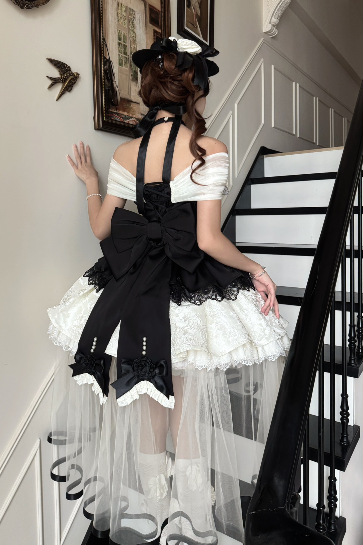 Night Venus Lolita Halterneck Top + Flare Skirt + Tight Skirt + Overlay Skirt + Hat + Tail