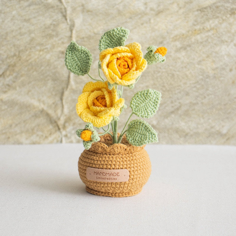 handmade wool crocheted simulated flowers