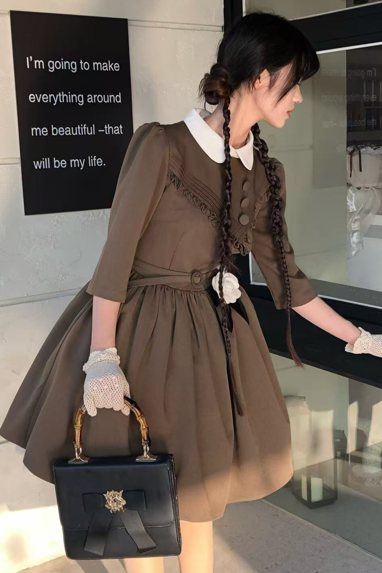 Retro Preppy Mid-Sleeve Lolita Dress