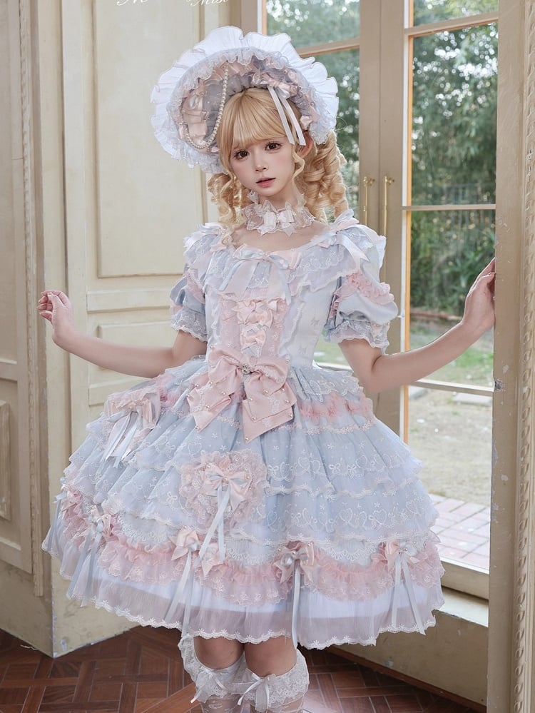 [Pre-order] Mist Blue Romantic Lace Lolita Princess Dress + Set 1/2/3