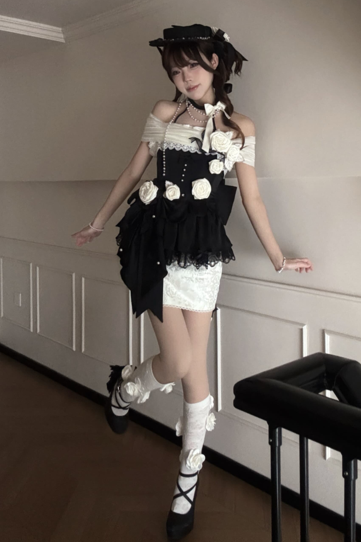 Night Venus Lolita Halterneck Top + Flare Skirt + Tight Skirt + Overlay Skirt + Hat + Tail