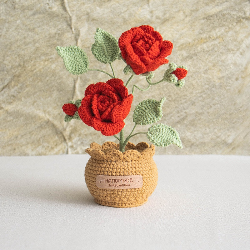 handmade wool crocheted simulated flowers
