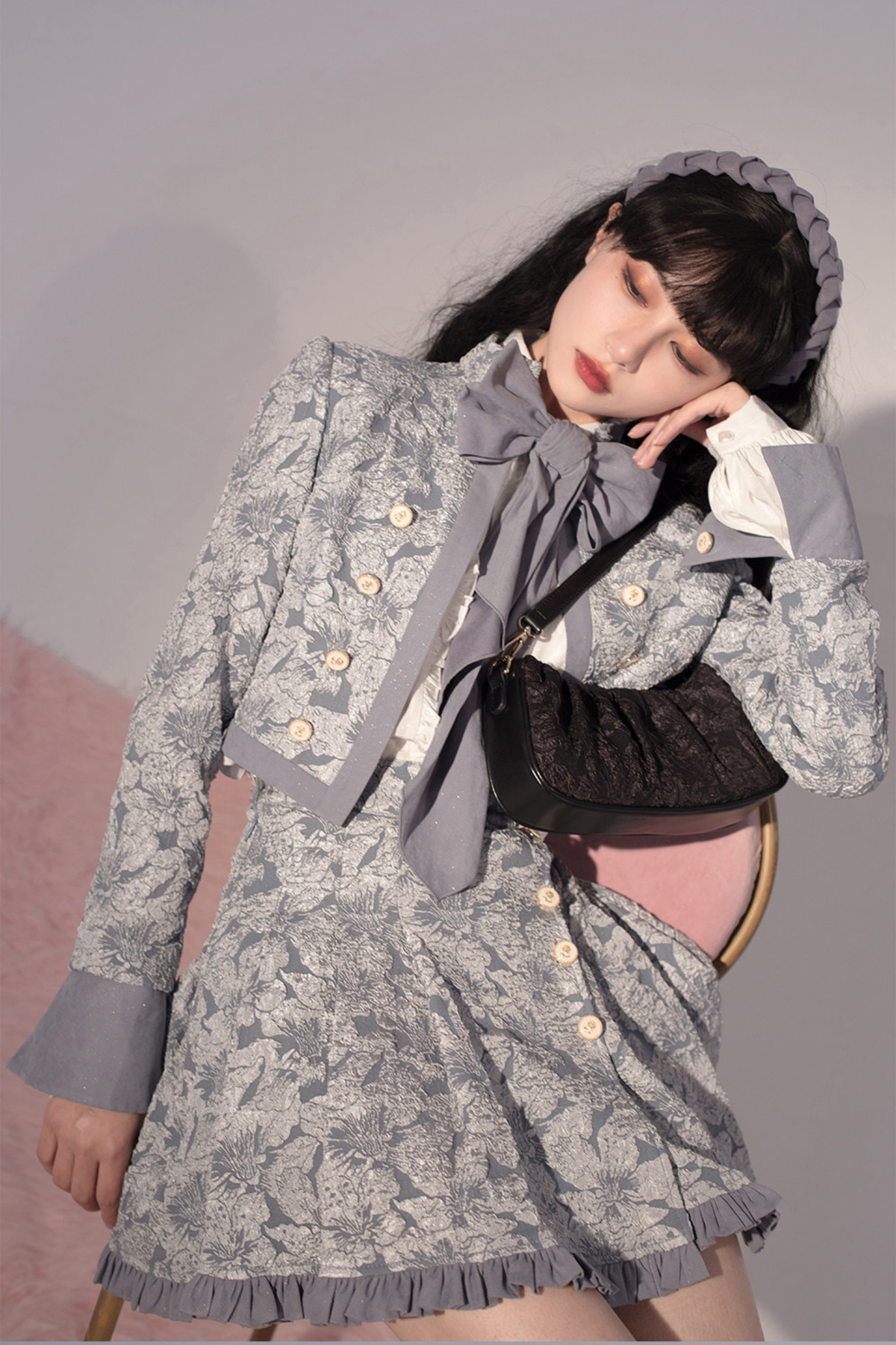 Golden Years Oil Painting Vest + Jacket + Skirt Gray ［Jacket］
