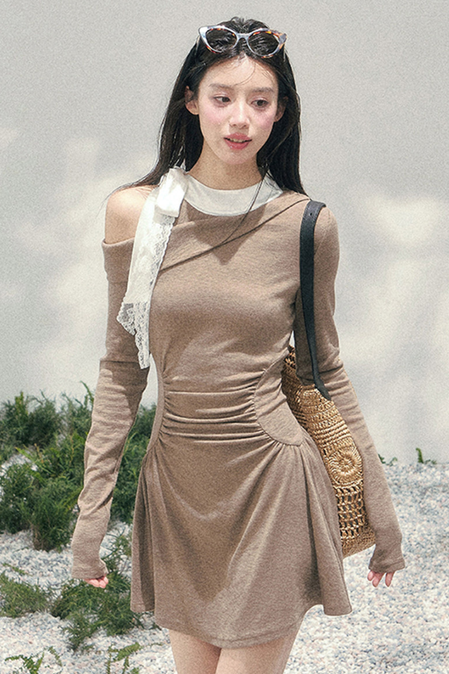 French Lace Off-Shoulder Dress